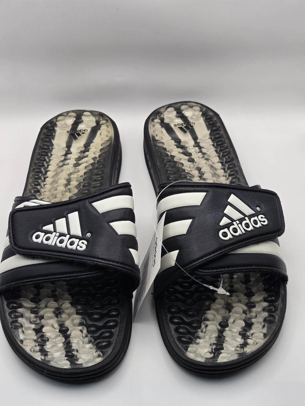 Vintage Adidas Adissage Art# 671459 Black White Sandals Slides Men's Size 9-NWT - Picture 2 of 7
